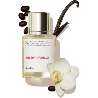Dossier Ambery Vanilla Eau de Parfum 50ml glass bottle with magnetic cap front view