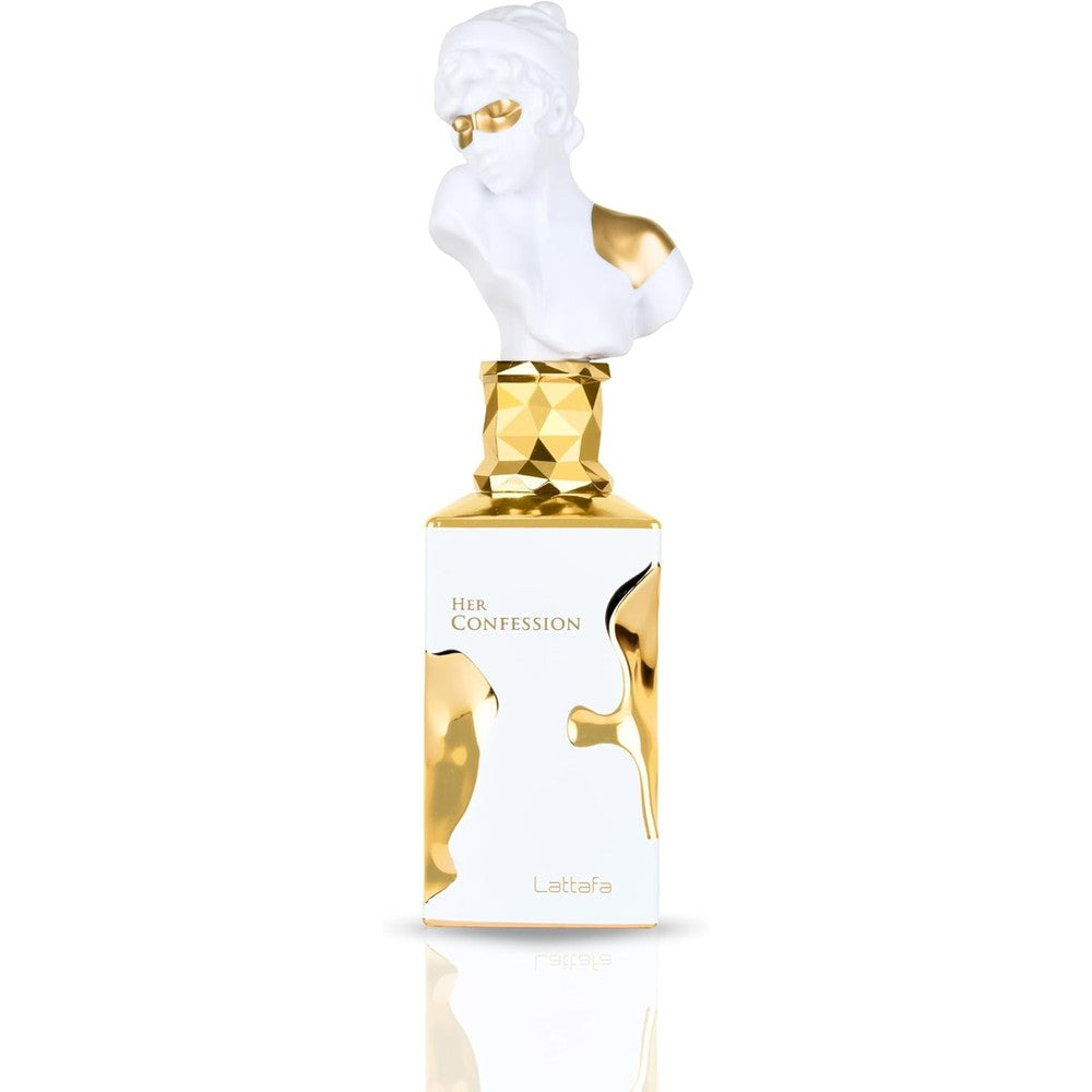 Lattafa Her Confession Eau de Parfum 100ml front view showing the signature white bust cap