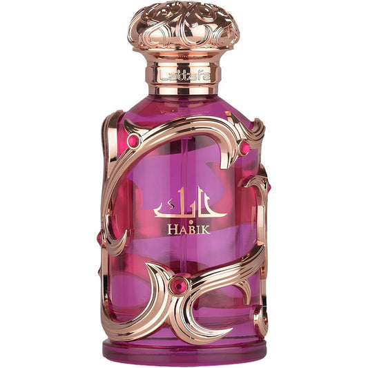 Lattafa Habik Eau de Parfum pink glass bottle front view