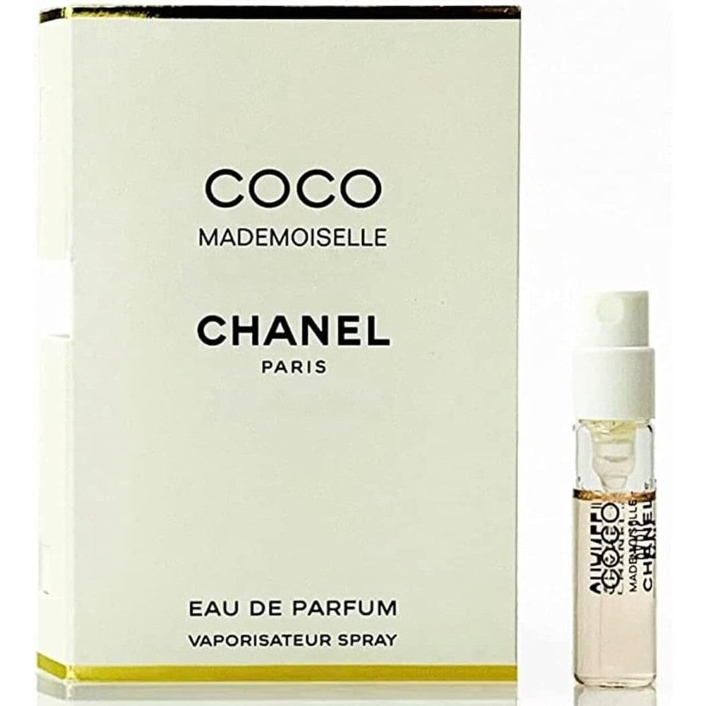 Chanel Coco Mademoiselle Eau De Toilette spray vial on card front view