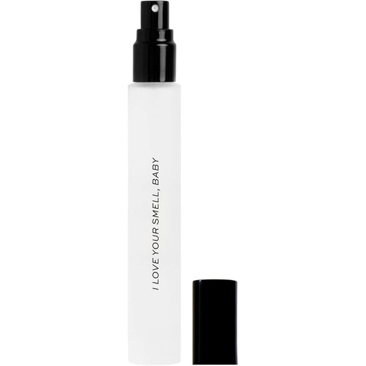 DIME Beauty I Love Your Smell Baby travel perfume front view showing clean packaging.