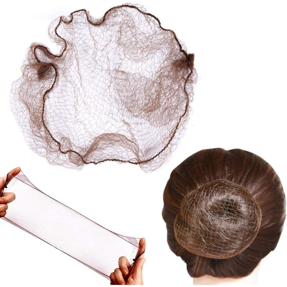 YANTAISIYU invisible elastic mesh hair nets front view for professional bun styling