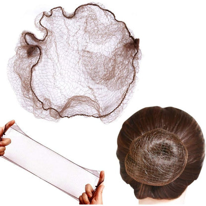 YANTAISIYU invisible elastic mesh hair nets front view for professional bun styling