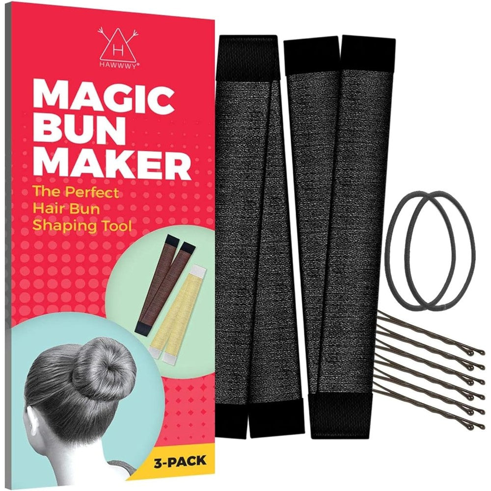 Hawwwy premium snap and roll hair bun maker front view showcasing the black styling tool.