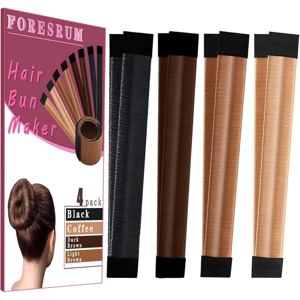 Foresrum Magic Donut Hair Accessory four piece set front view showing different natural hair colors.