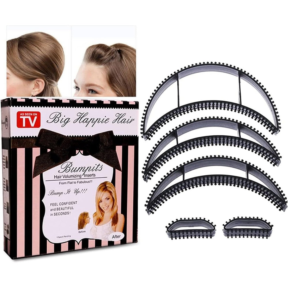 LZEDIRA 5Pcs Bump It Set Black Styling Coiler front view showing different sizes of hair volumizing inserts