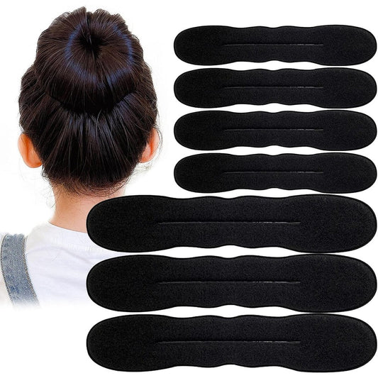 Arvintas magic snap roll sponge hair bun maker front view of black foam styling tool