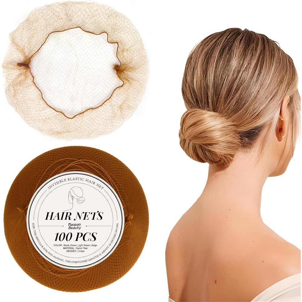 ICD invisible elastic nylon hair nets 100 count front packaging view
