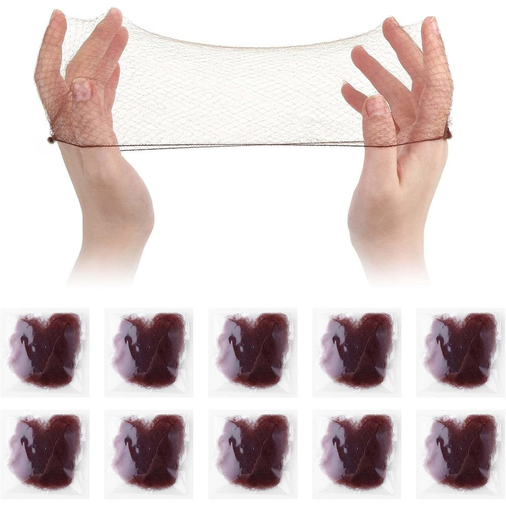 Dimeho invisible mesh hair nets brown 20 pieces pack front view