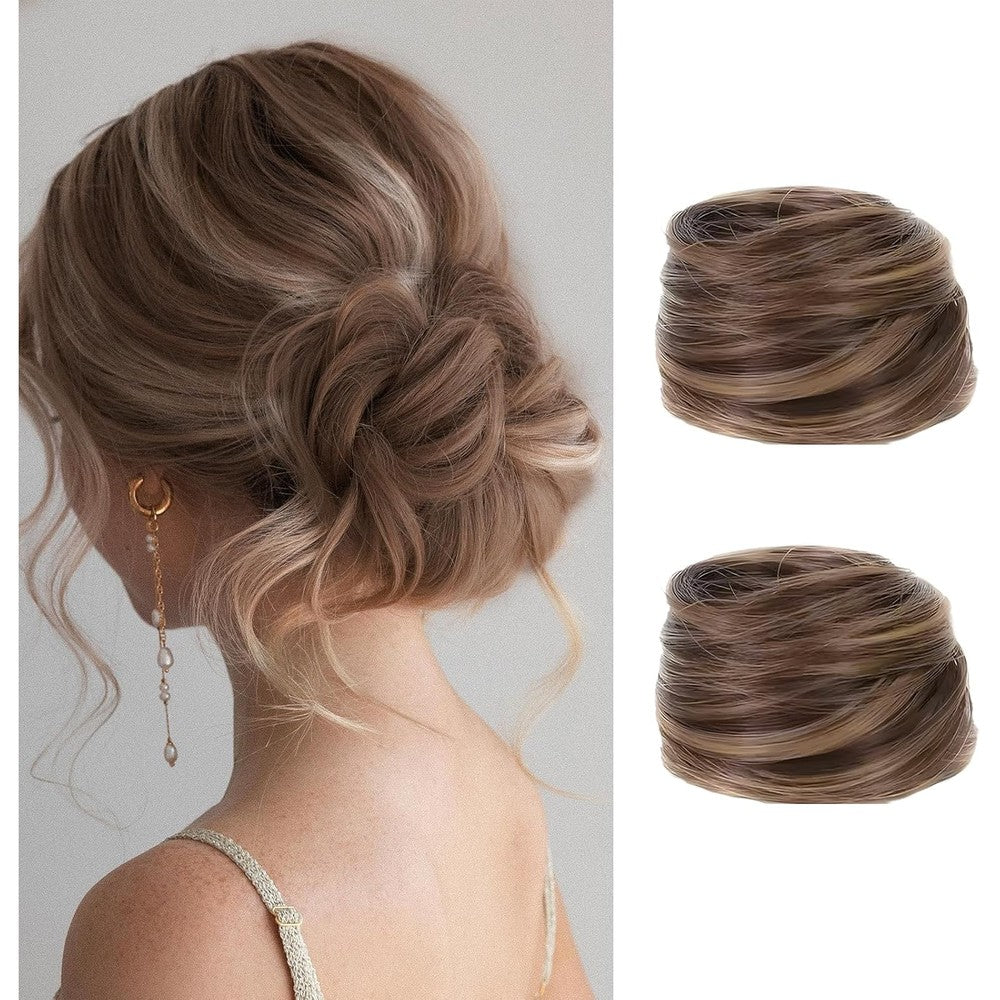 PKRFCJ real hair bun wig golden front view