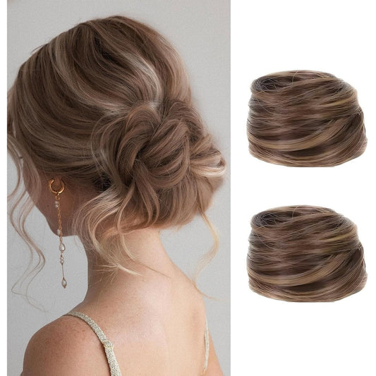 PKRFCJ real hair bun wig golden front view