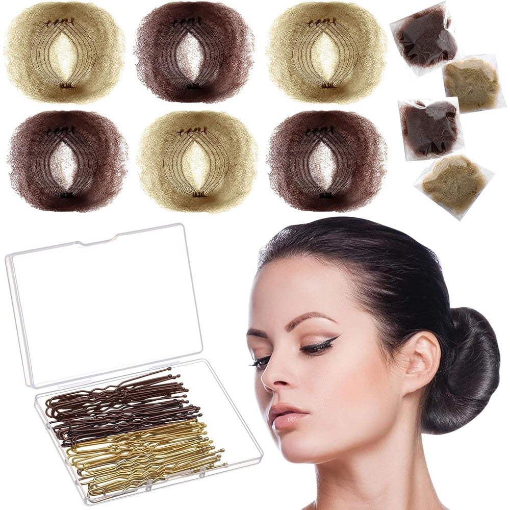 Zonon invisible hair nets and U-shaped pins set front view