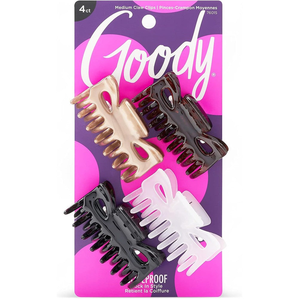 Goody SlideProof Classics Medium Claw Clips front view pack of four