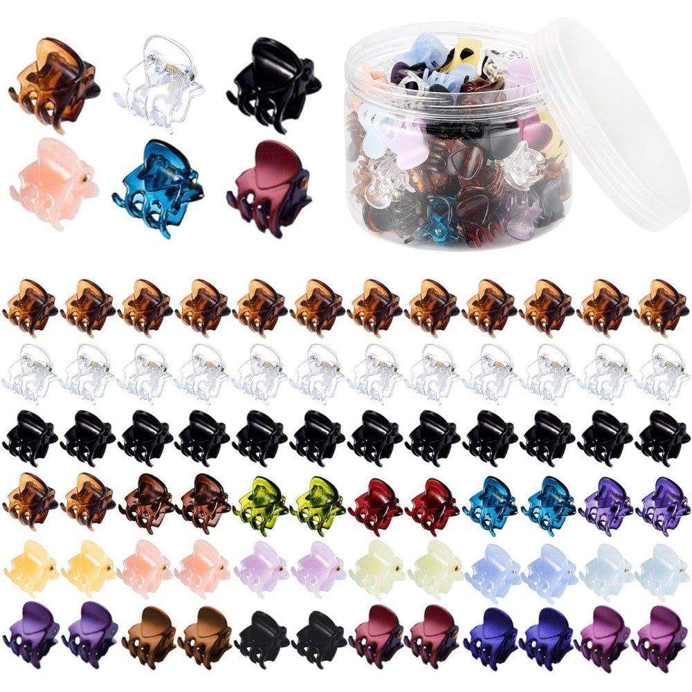 Funtopia mini hair claw clips front view in storage box
