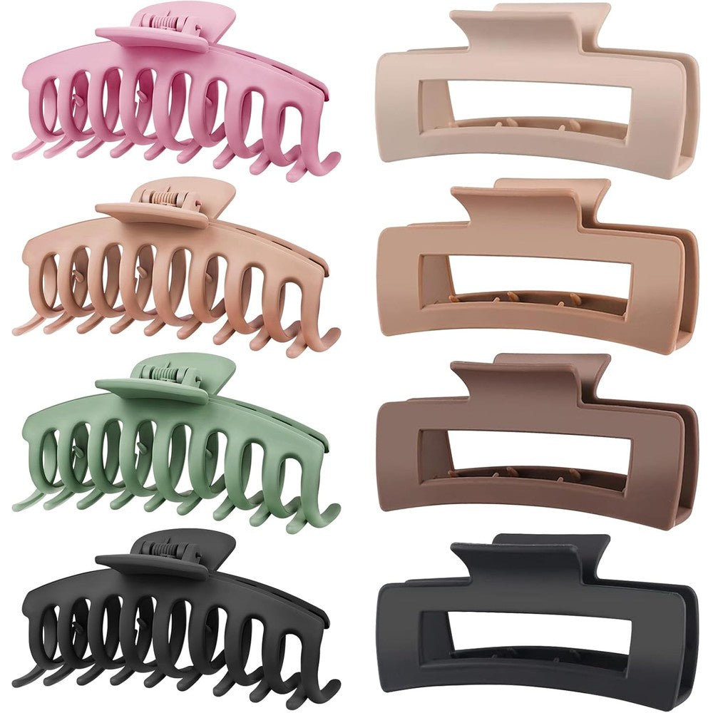 Tocess 8 pack large matte hair claw clips front view