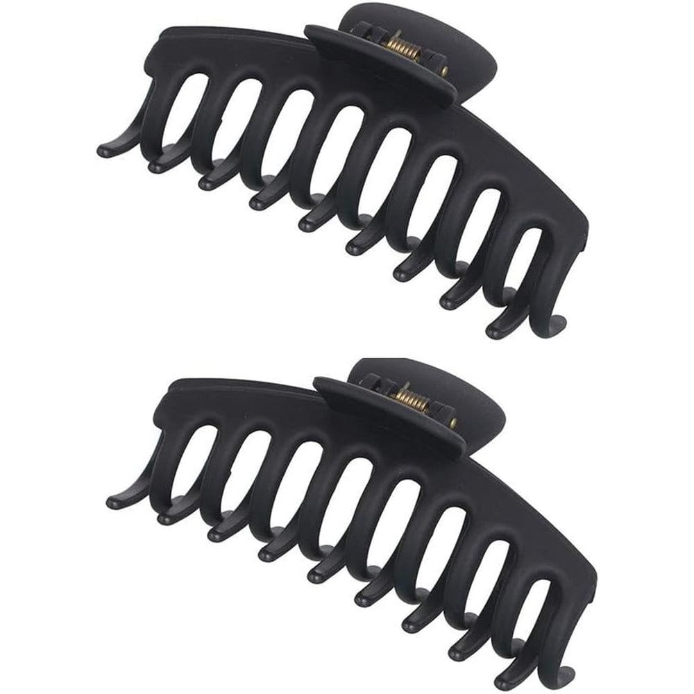 JHHSYU 2 pack large black hair claw clips front view