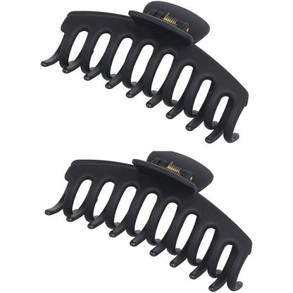 JHHSYU 2 pack large black hair claw clips front view