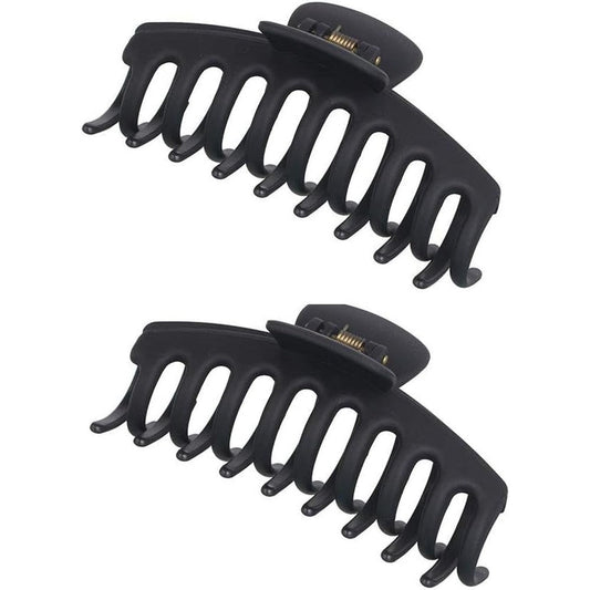 JHHSYU 2 pack large black hair claw clips front view