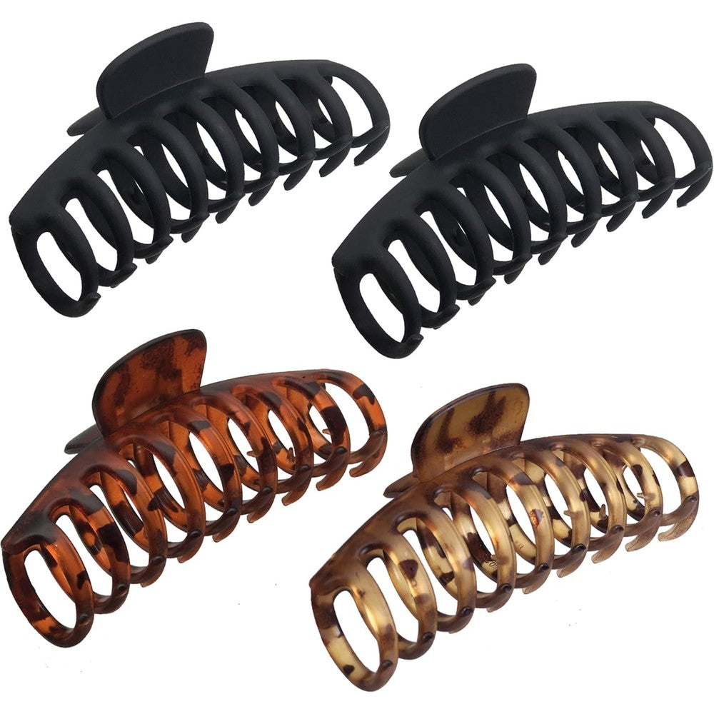 Owiizi Large Matte Leopard Hair Claw Clips set of four front view