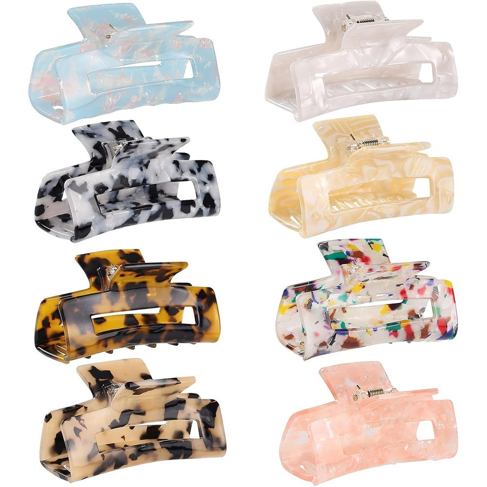 Laxizar Hair Claw Clips 8 Pack Tortoise Rectangle Front View