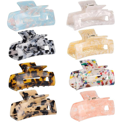 Laxizar Hair Claw Clips 8 Pack Tortoise Rectangle Front View