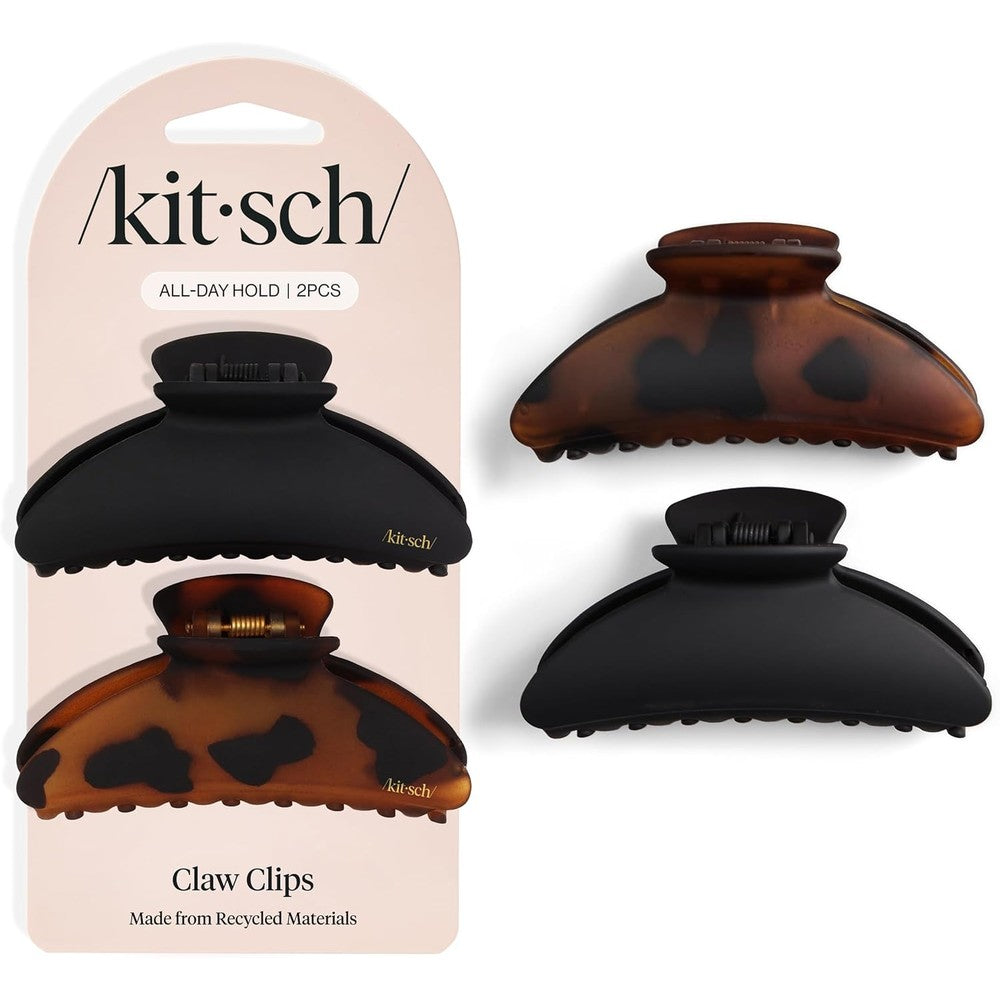 Kitsch medium claw clips in black and tortoise front view