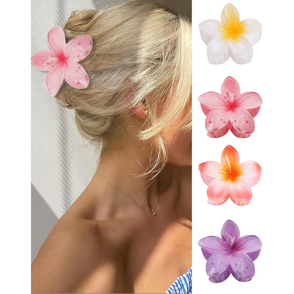 GQLV flower hair claw clips 4 piece set front view for women