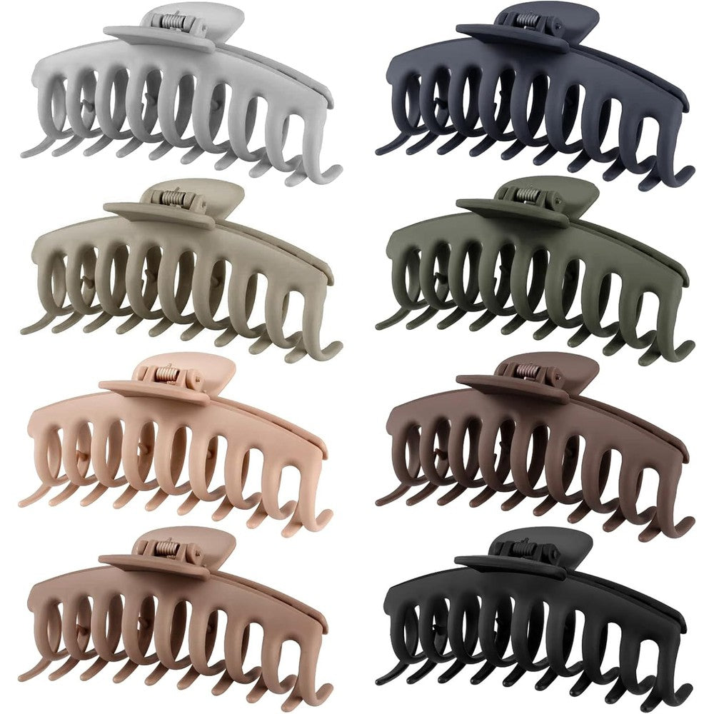 Tocess large matte hair claw clips set of eight pieces