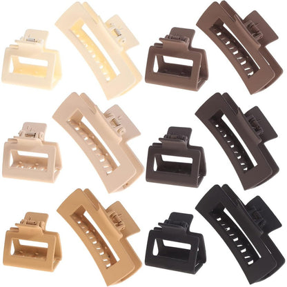 Alemaky 12 pack square claw clips front view of neutral matte colors