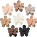 AOENJIE flower hair claw clips front view of 8 assorted colors