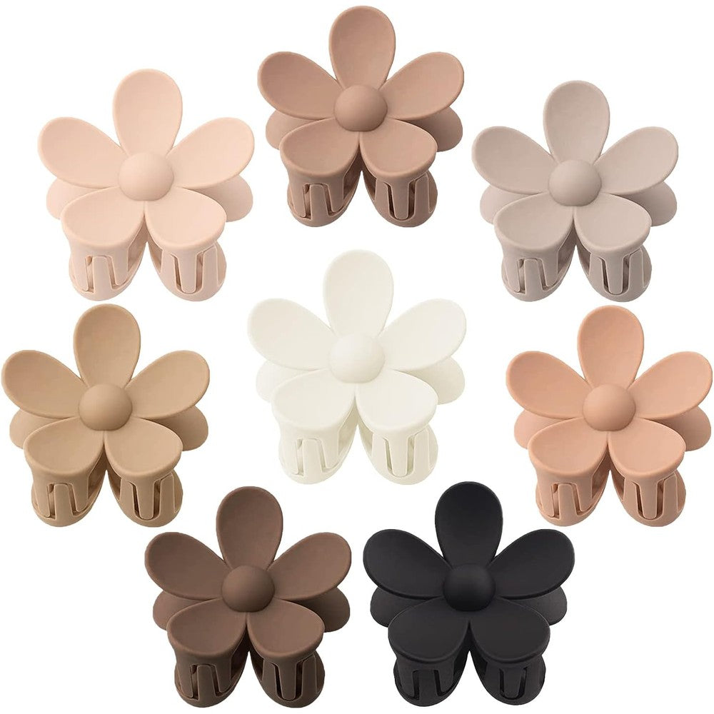 Aoenjie 8 Piece Flower Hair Claw Clips set showing all colors