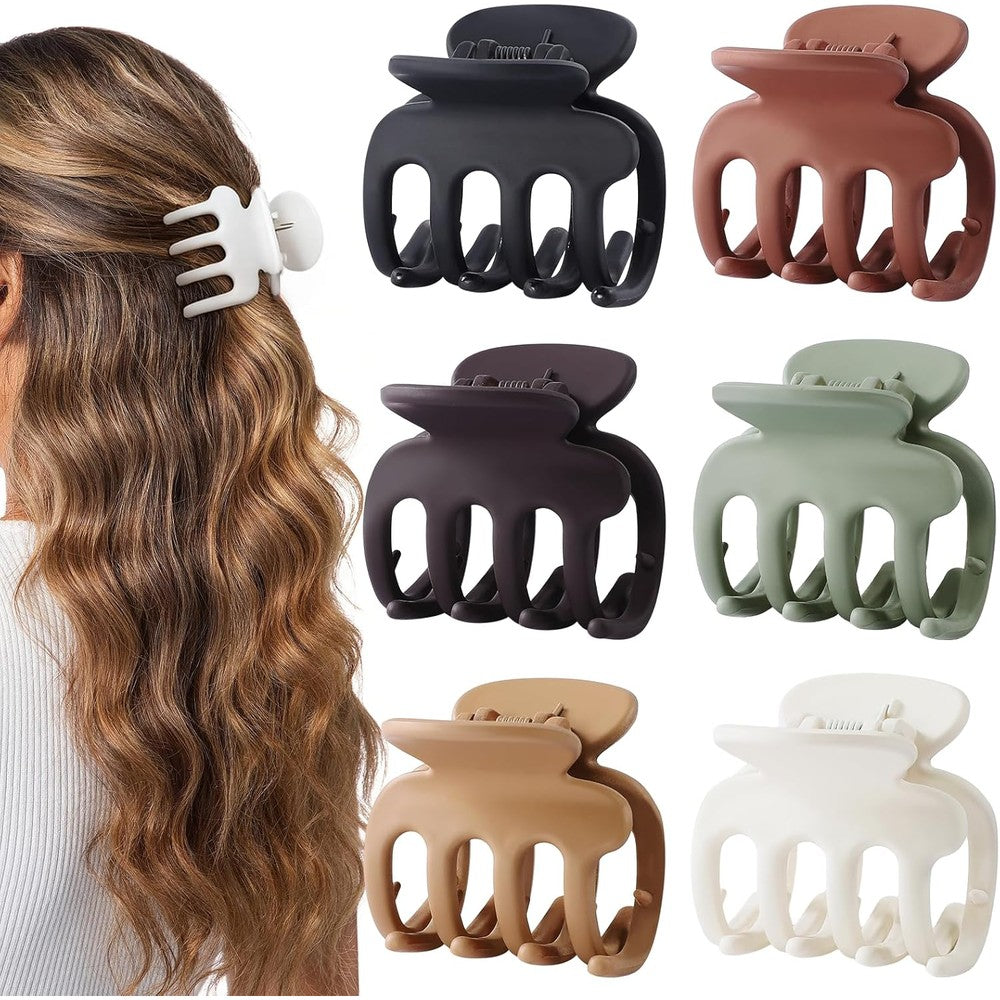 Kaund 6 Pcs Small Matte Hair Claw Clips front view