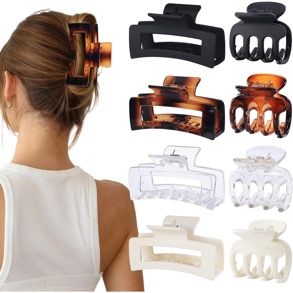 Usdnice 8 pieces transparent hair claw clips front view