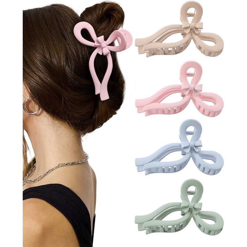 Coksdupid 4 pieces bow hair claw clips set front view