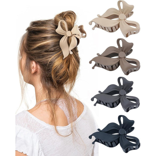 Alucia 4 pieces bow hair claw clips front view in four colors