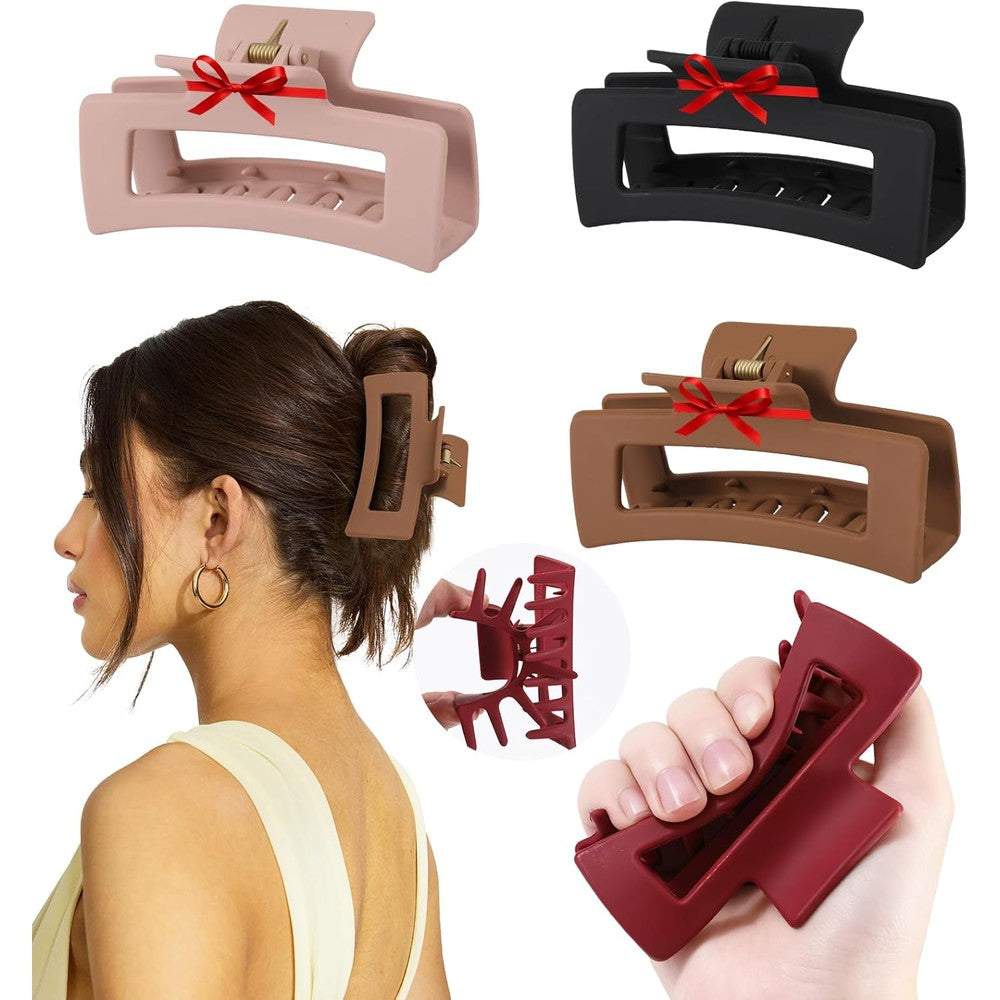 Adornish 4 pieces silicone flexible hair claw clips front view