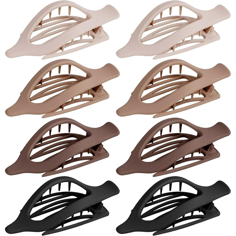 Gift4u 8 pack flat hair claw clips front view