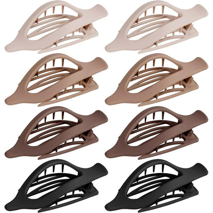 Gift4u 8 pack flat hair claw clips front view
