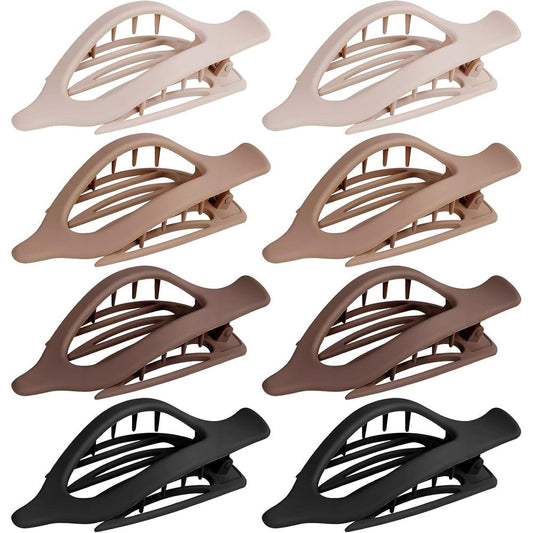 Gift4u 8 pack flat hair claw clips front view