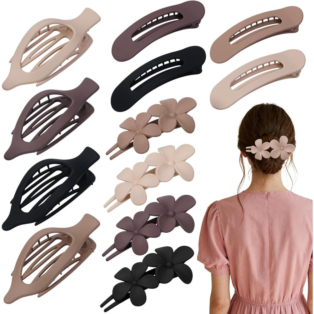 Dogode 12 pack matte neutral hair clips front view for styling