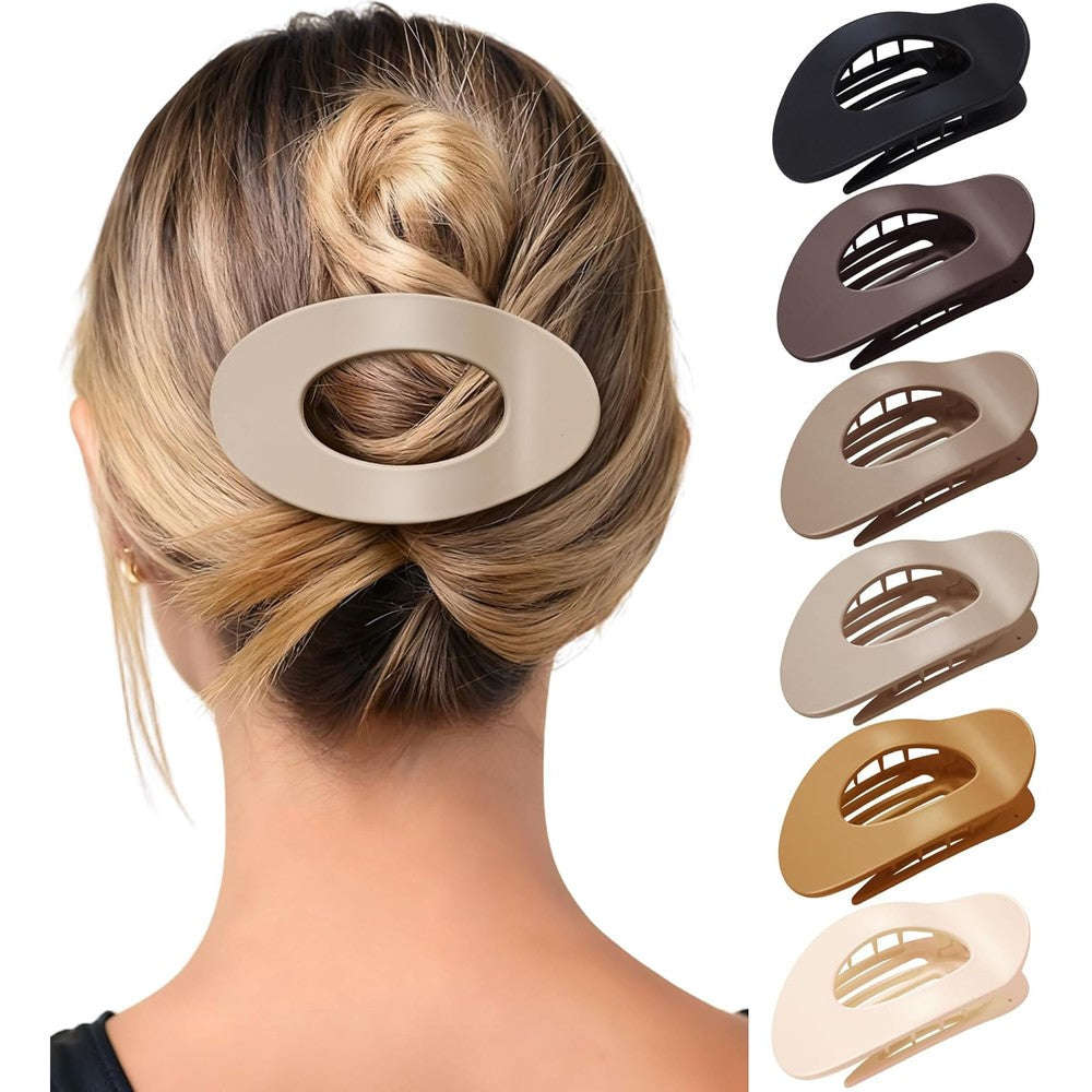 Mesovor 6 pack flat hair claw clips set in neutral matte colors