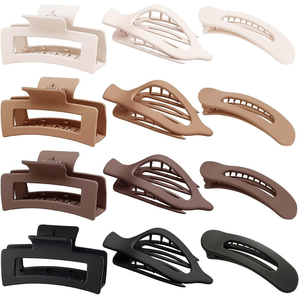 AOENJIE flat hair clips front view displaying matte square claw styles for women.