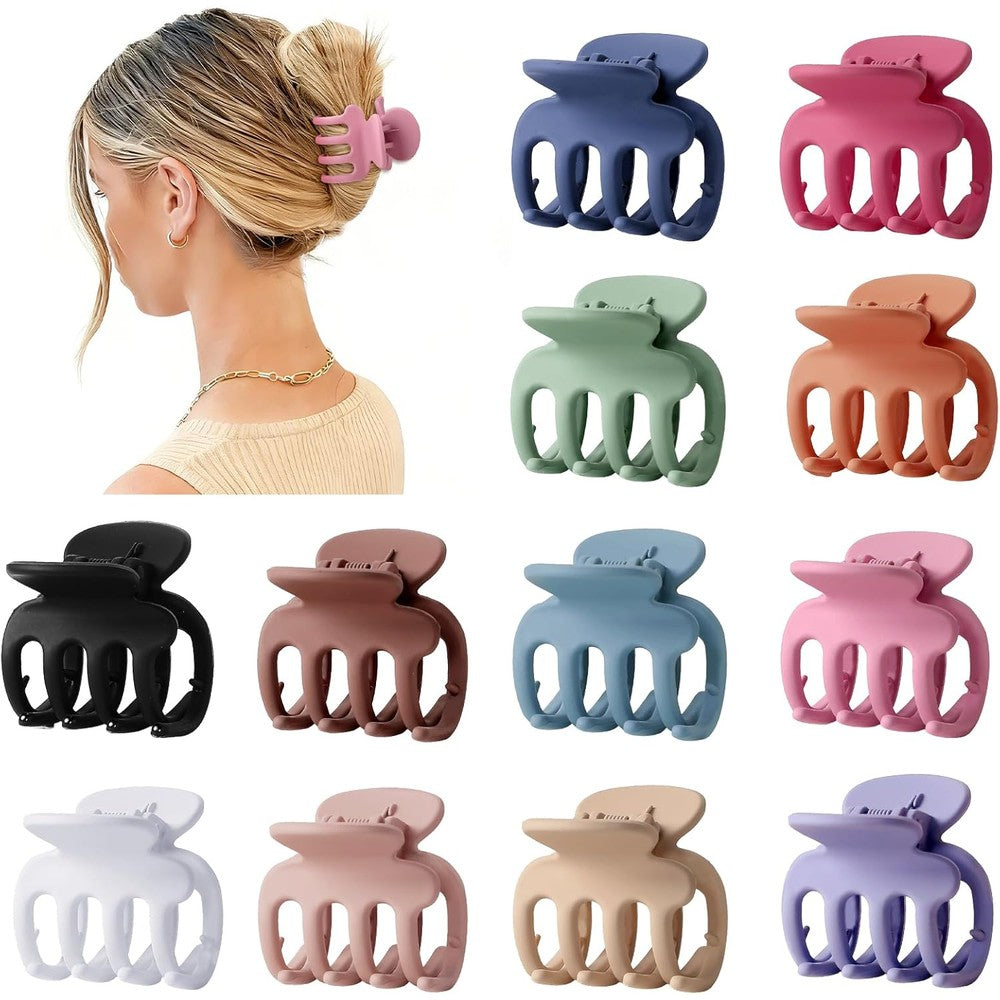 Sisiaipu small hair claw clips front view showcasing twelve colorful matte finishes
