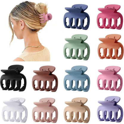 Sisiaipu small hair claw clips front view showcasing twelve colorful matte finishes