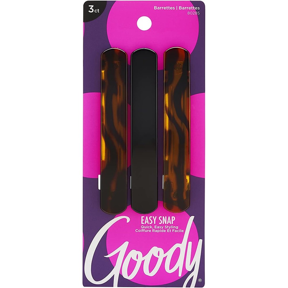 Goody Classics Rounded Hair Barrette Black And Tortoise front view