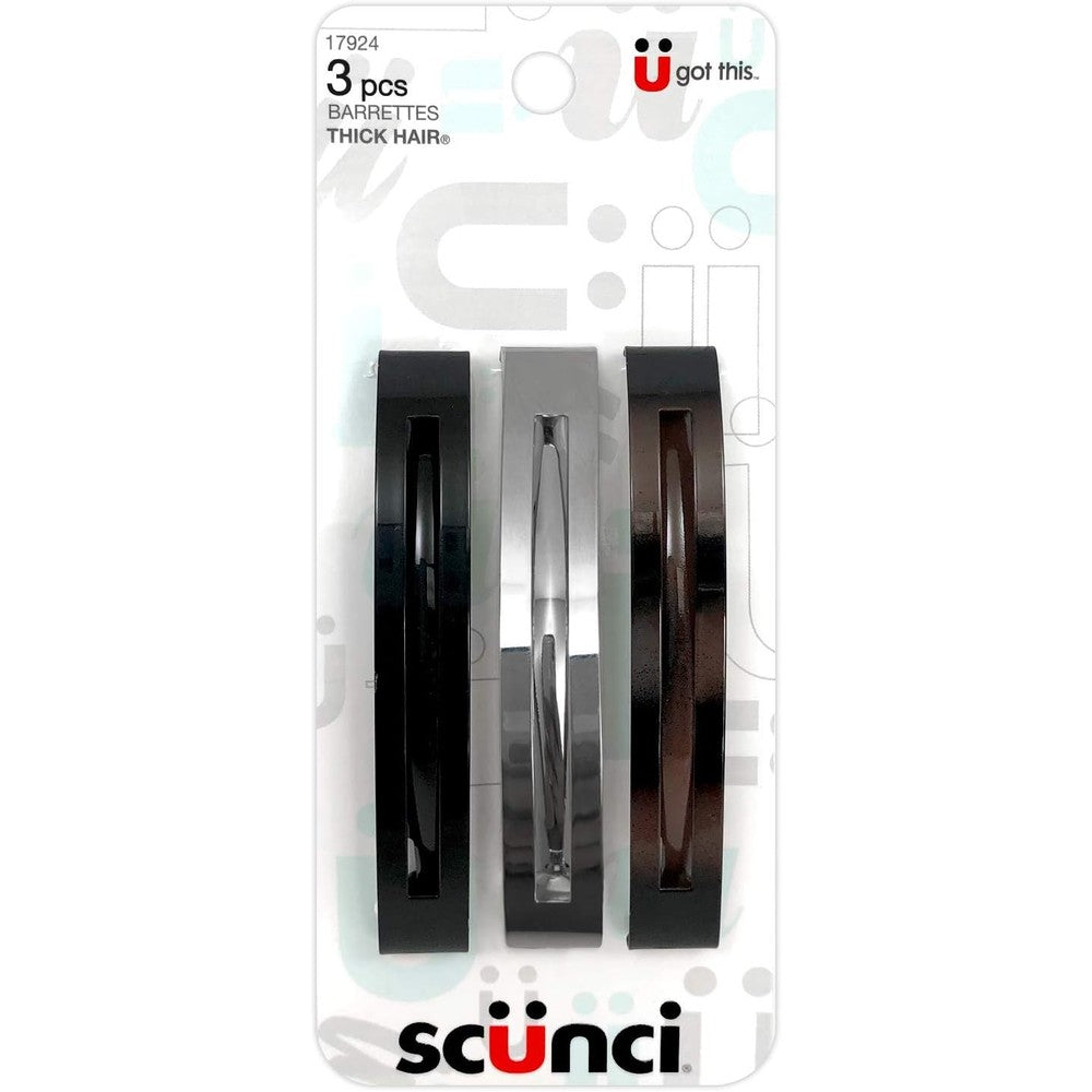 Scunci thick hair open slide metal barrettes front view authentic imported hair accessories online India.