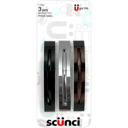 Scunci thick hair open slide metal barrettes front view authentic imported hair accessories online India.