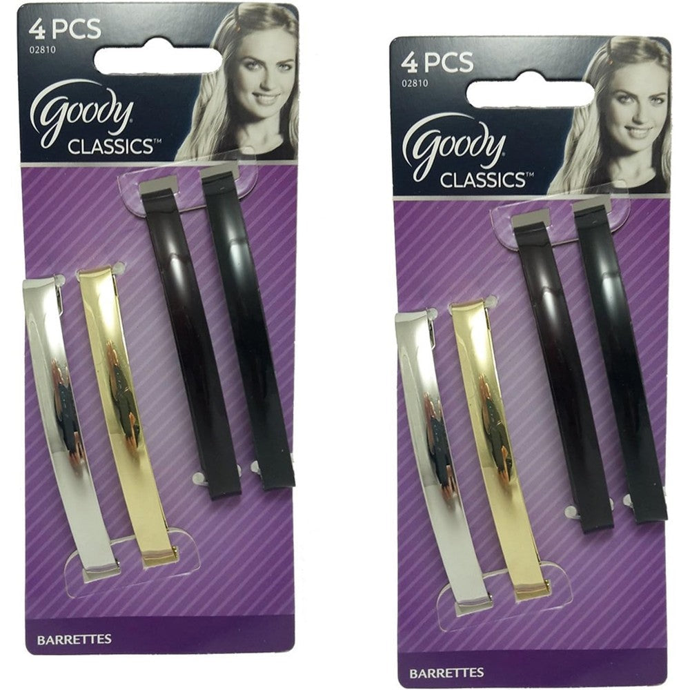 Goody Womens Classic Metal Domed Barrettes front view pack of eight hair styling clips.