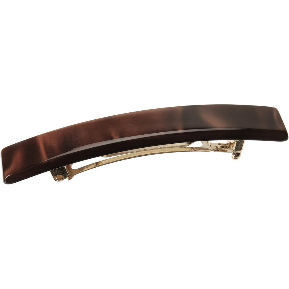 France Luxe small luxury rectangle barrette in nacro mocha front view premium hair clip