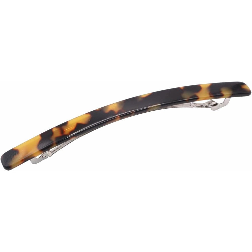 French Amie luxury automatic handmade hair clip Tokyo front view showing glossy tortoise shell finish